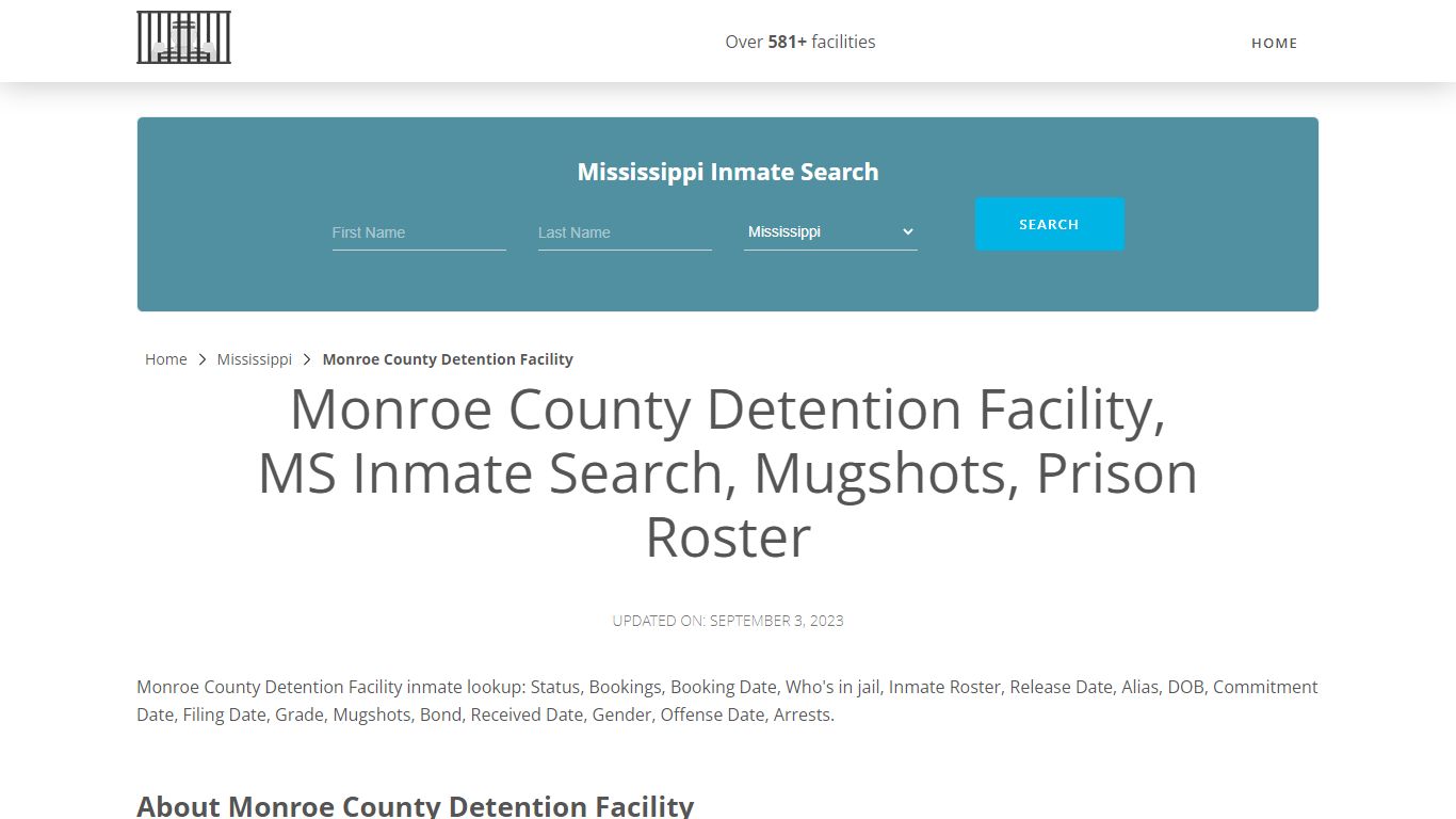Monroe County Detention Facility, MS Inmate Search, Mugshots, Prison Roster